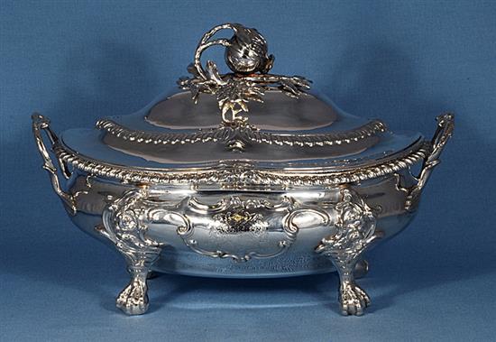 An early Victorian Irish silver soup tureen and cover,